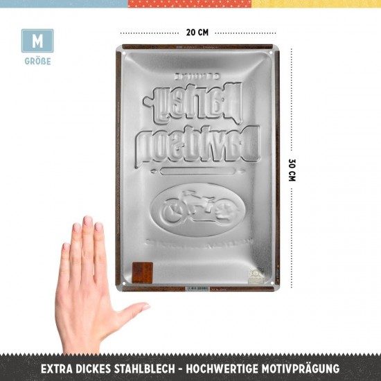 Placă Decor metalică 20 x 30 - Harley-Davidson Genuine Motorcycles Milwaukee - Motociclete Autentice Din Milwaukee