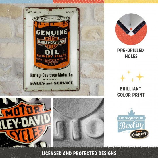 Placă Decor metalică 20 x 30 - Harley Davidson Genuine Oil Can - Butoi de Ulei Autentic