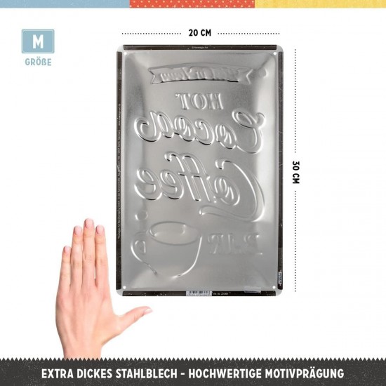 Placă Decor metalică 20 x 30 - Hot Cocoa ; Coffee - Ciocolata Calda și Cafea