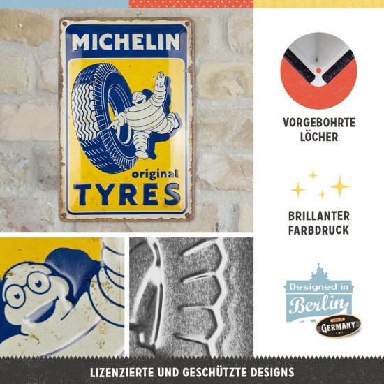 Placă Decor metalică 20 x 30 - Michelin - Original Tyres - Cauciucuri Autentice