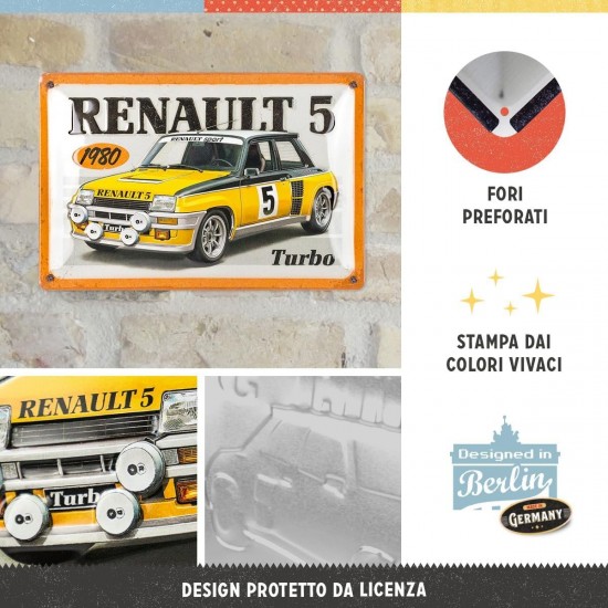 Placă Decor metalică 20 x 30 - Renault R5 Turbo 1980