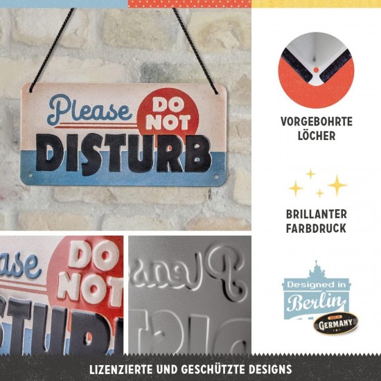 Placă Decor metalică cu Șnur - Do Not Disturb - Nu Deranjati