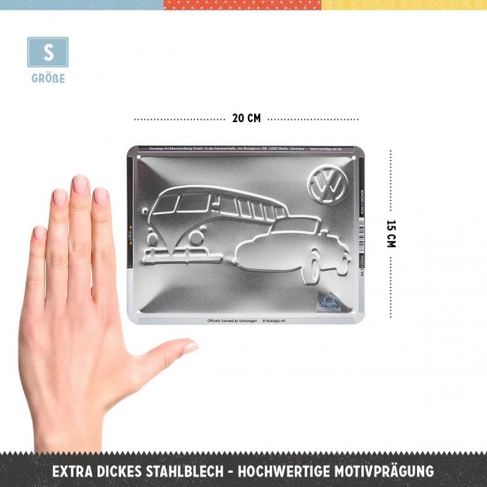 Placă metalică 15 x 20cm -  Volkswagen - Meet The Classics - Faceti Cunostinta cu Clasicii