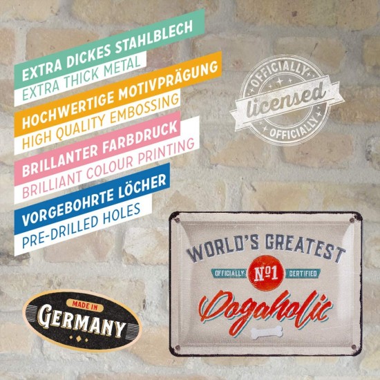 Placă metalică 15 x 20 - Dogaholic - Dependent de Catei