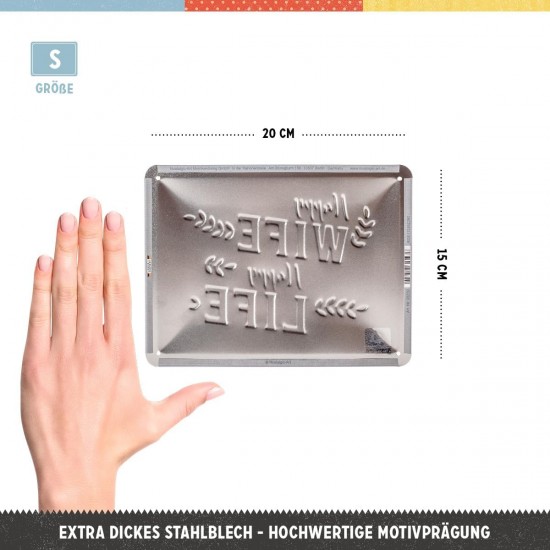 Placă metalică 15 x 20 - Happy Wife Happy Life - Nevasta Fericita Viata Fericita
