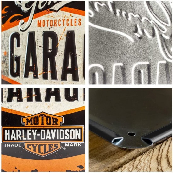 Placă metalică 15 x 20 - Harley-Davidson Garaj