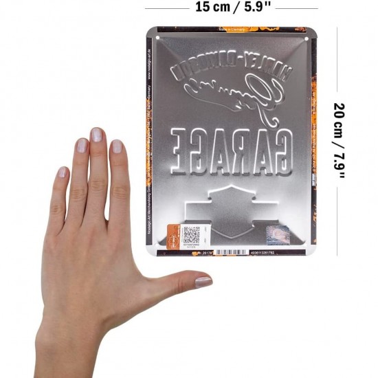 Placă metalică 15 x 20 - Harley-Davidson Garaj