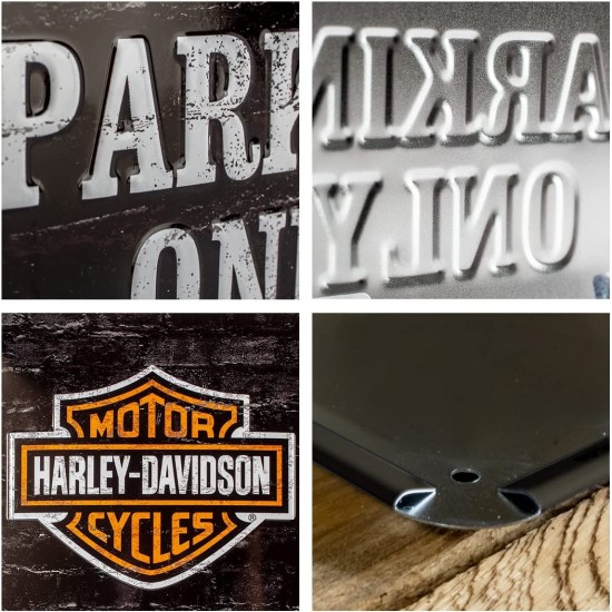 Placă metalică 15 x 20 - Harley-Davidson Parking Only - Parcare Doar pentru Harley-Davidson