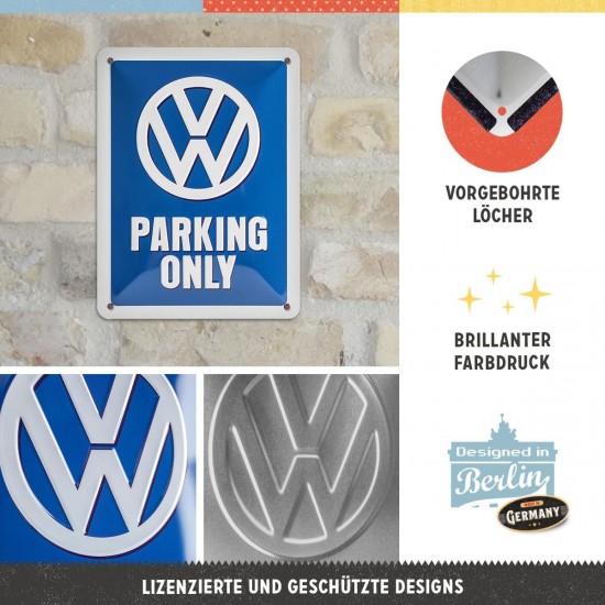 Placă metalică 15 x 20 - Volkswagen - Parking Only - Parcare Doar pentru Volkswagen