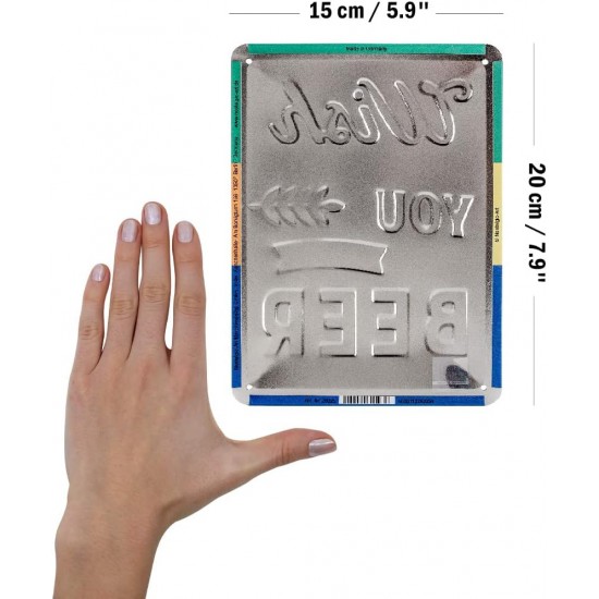 Placă metalică 15 x 20 - Wish You Were Beer - Mai Buna Era O Bere