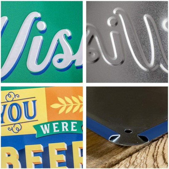 Placă metalică 15 x 20 - Wish You Were Beer - Mai Buna Era O Bere