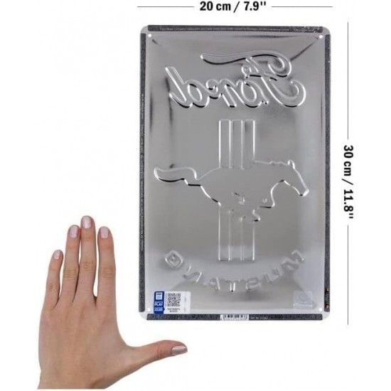 Placă metalică 20 x 30 - Ford Mustang - Horse ; Stripes Logo - Sigla cu Cal și Dungi