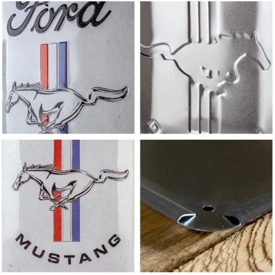 Placă metalică 20 x 30 - Ford Mustang - Horse ; Stripes Logo - Sigla cu Cal și Dungi