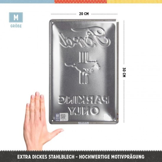 Placă metalică 20 x 30 - Ford Mustang - Parking Only - Parcare Doar pentru Ford Mustang