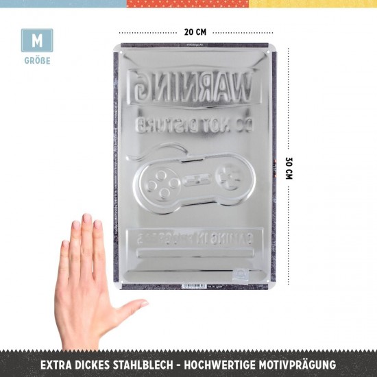 Placă metalică 20 x 30 - Gaming în Progress - Joaca în Curs