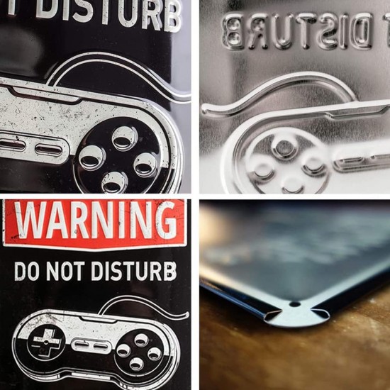 Placă metalică 20 x 30 - Gaming în Progress - Joaca în Curs