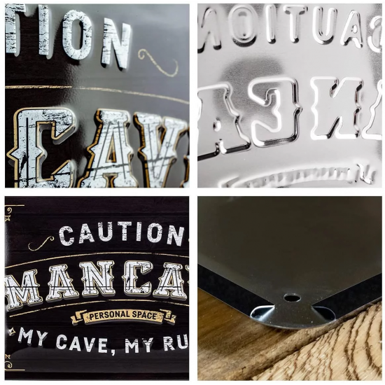 Placă metalică 20 x 30 - Man Cave - Pestera Barbatului