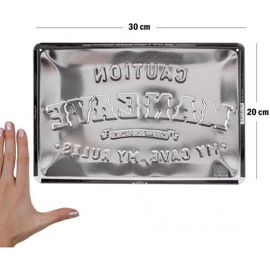 Placă metalică 20 x 30 - Man Cave - Pestera Barbatului