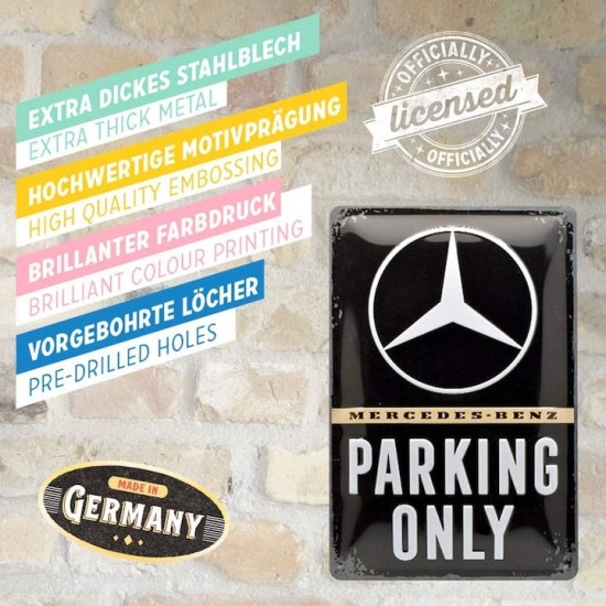 Placă metalică 20 x 30 - Mercedes-Benz Parking Only - Parcare Doar pentru Mercedes-Benz