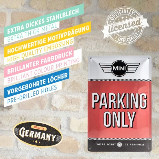 Placă metalică 20 x 30 - Mini - Parking Only - Parcare Doar pentru Mini