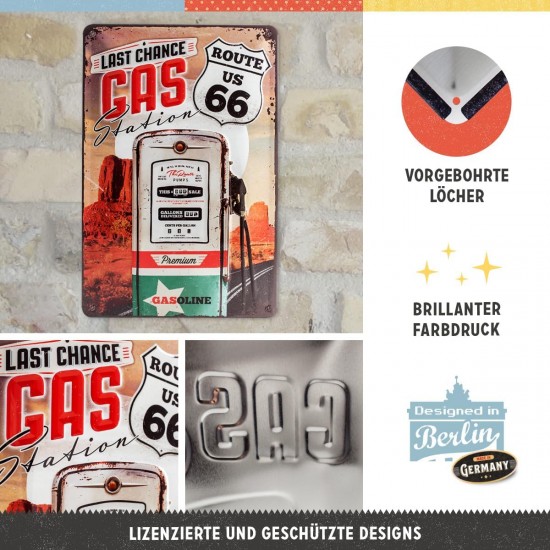 Placă metalică 20 x 30 - Route 66 - Gas Station - Soseaua 66 - Benzinarie Placă metalică 20 x 30 - Route 66 - Gas Station - Soseaua 66 - Benzinarie