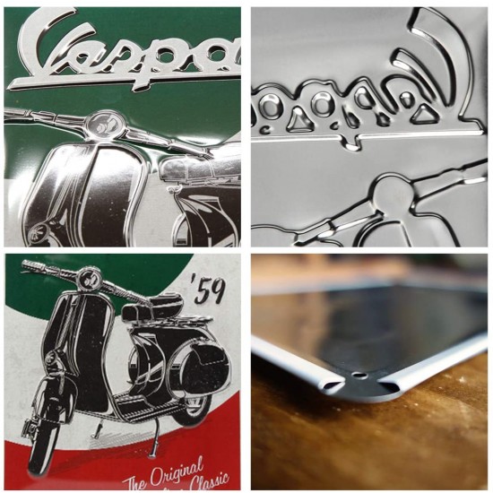 Placă metalică 20 x 30 - Vespa - The Italian Classic - Vespa - Clasicul Italienesc