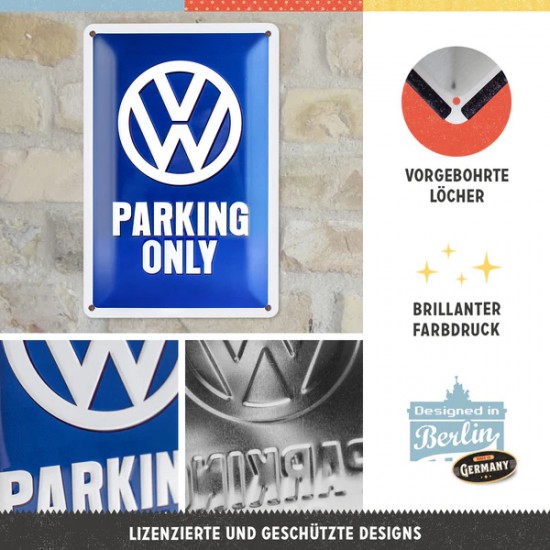 Placă metalică 20 x 30 - Volkswagen Parking Only - Parcare Doar pentru Volkswagen