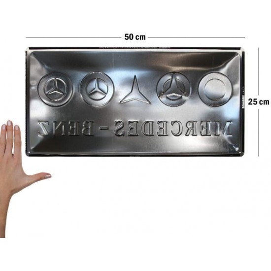 Placă metalică 25 x 50 - Mercedes-Benz Logo Evolution - Evolutia Siglei