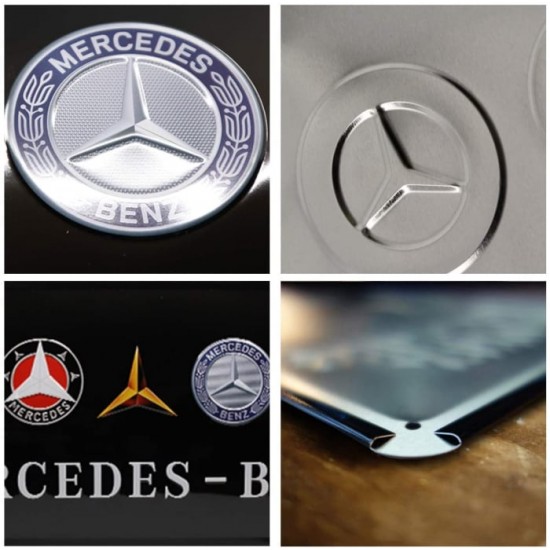 Placă metalică 25 x 50 - Mercedes-Benz Logo Evolution - Evolutia Siglei