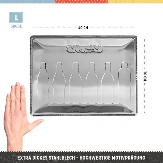 Placă metalică 30 x 40 - Coca-Cola Timeline Evolutia Sticlei în Timp