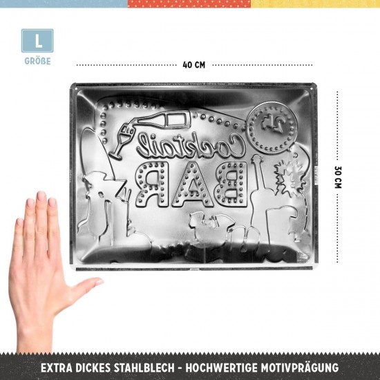 Placă metalică 30 x 40 - Cocktail Bar