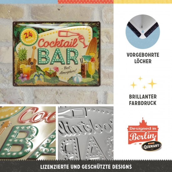 Placă metalică 30 x 40 - Cocktail Bar