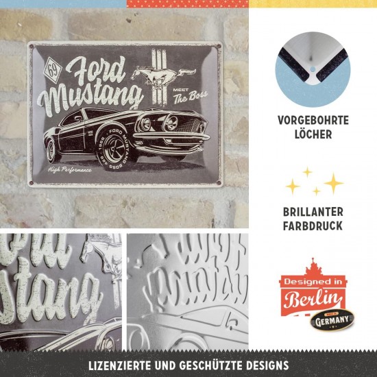 Placă metalică 30 x 40 - Ford Mustang - The Boss
