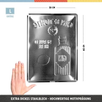 Placă metalică 30 x 40 - Gin n Tonic Gold - Gin Tonic Rece