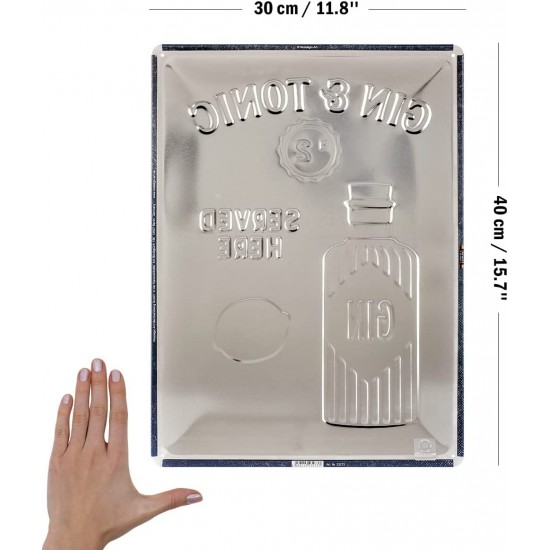 Placă metalică 30 x 40 - Gin n Tonic Served Here - Gin Tonic servit aici