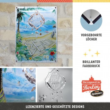 Placă metalică 30 x 40 - Happiness Is A Day At The Beach - Bucuria Mersului la Plaja Placă metalică 30 x 40 - Happiness Is A Day At The Beach - Bucuria Mersului la Plaja