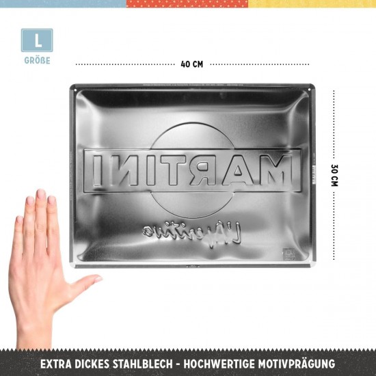 Placă metalică 30 x 40 - Martini - L'Aperitivo Racing Stripes - Dungi de Cursa