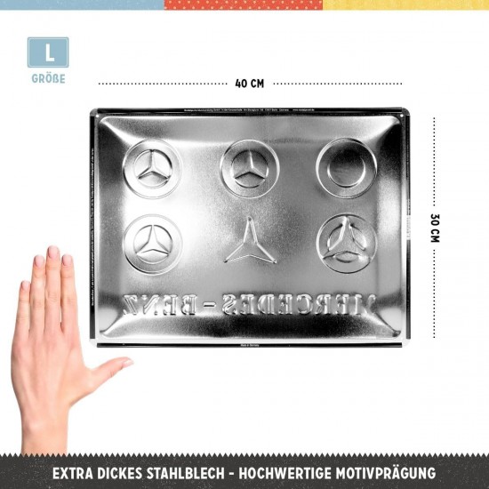 Placă metalică 30 x 40 - Mercedes-Benz Logo Evolution - Evolutia Siglei