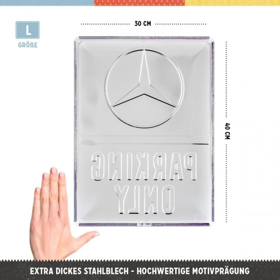 Placă metalică 30 x 40 - Mercedes-Benz - Parking Only - Parcare Doar pentru Mercedes-Benz
