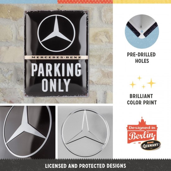 Placă metalică 30 x 40 - Mercedes-Benz - Parking Only - Parcare Doar pentru Mercedes-Benz