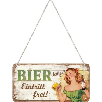 Placă metalică cu Șnur 10 x 20 - Bier Dabei Eintritt Frei - Bere Gratuita Placă metalică cu Șnur 10 x 20 - Bier Dabei Eintritt Frei - Bere Gratuita