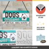 Placă metalică cu Șnur 10 x 20 - Dogs Welcome - Catei Sunt Bineveniti