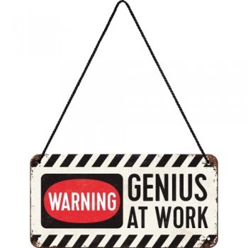 Placă metalică cu Șnur 10 x 20 - Genius At Work - Geniu la Munca Placă metalică cu Șnur 10 x 20 - Genius At Work - Geniu la Munca