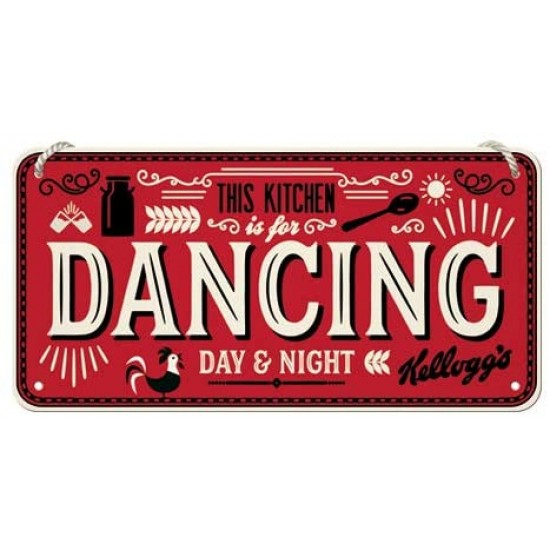 Placă metalică cu Șnur 10 x 20 - Kellogg'S - This Kitchen Is For Dancing