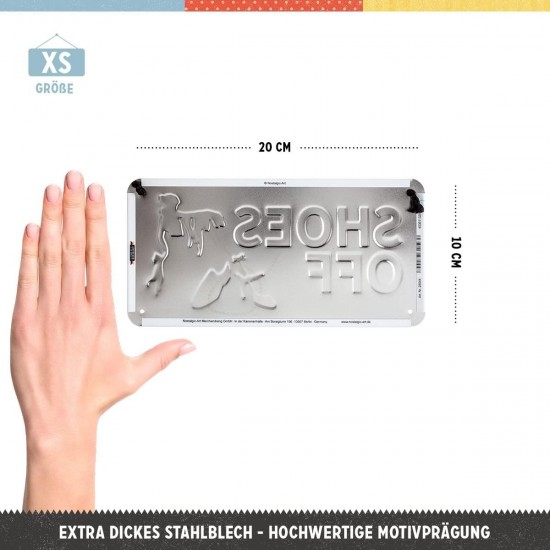 Placă metalică cu Șnur 10 x 20 - Shoes Off - Va Rugam Sa Va Descaltati