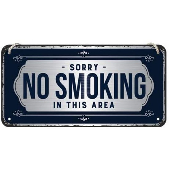 Placă metalică cu Șnur 10 x 20 - Sorry No Smoking