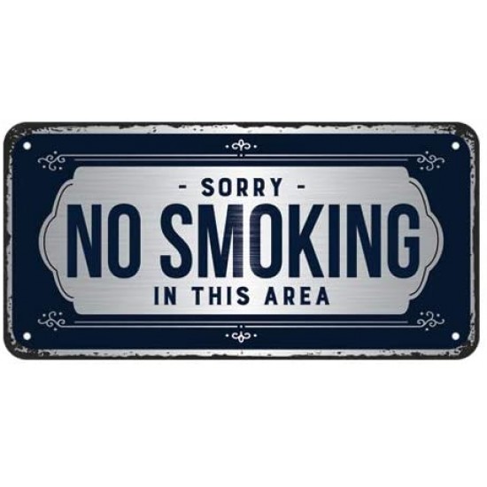 Placă metalică cu Șnur 10 x 20 - Sorry No Smoking
