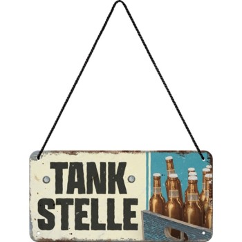 Placă metalică cu Șnur 10 x 20 - Tankstelle Bier - Bere de la Benzinarie