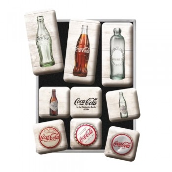 Set magneți Coca-Cola Bottle Timeline - Evolutia Sticlei în Timp