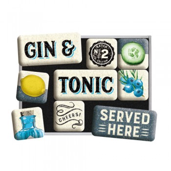 Set magneți Gin ; Tonic Served Here - Gin Tonic Servit Aici